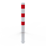 Rampaal Ø108mm staal verzinkt - wit/rood - met grondanker