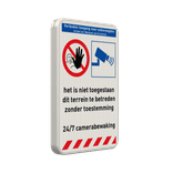 Veiligheidsbord verboden toegang onbevoegden + camerabewaking - reflecterend