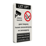 Verkeersbord geen toegang na zonsondergang + camerabewaking en niet roken - reflecterend
