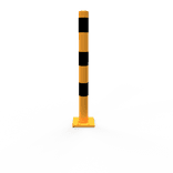 Poteau Anti-Stationnement Parking Rabattable 60-76mm Jaune/Noir avec Montage au Sol