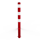 Afzetpaal Ø89x1300mm staal verzinkt - rood/wit - met grondanker