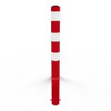 Beschermpaal Ø108x1300mm staal verzinkt - rood/wit - met grondanker