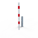 Parkeerpaal staal Ø60mm wit/rood - verwijderbaar met grondstuk en slot