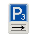 Verkeersbord parkeerplaats (nummer) met pijl - reflecterend