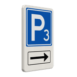 Verkeersbord parkeerplaats (nummer) met pijl - reflecterend