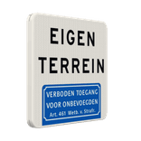 Informatiebord eigen terrein, verboden toegang Art.461 - reflecterend