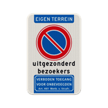 Verkeersbord eigen terrein niet parkeren, uitgezonderd bezoekers - reflecterend