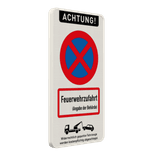 Parkverbotsschild, Absolutes Halteverbot, Feuerwehrzufahrt mit Angabe - reflektierend