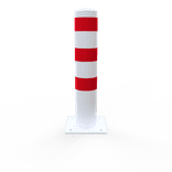 Rampaal Ø193x1000mm met voetplaat, verzinkt of wit/rood