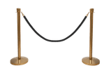 Afzetpaaltjes messing met koord zwart, ovale kop – set van 2 stuks
