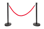 Ensemble de 2 poteaux de guidage noirs avec cordon rouge – Tête ovale