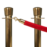 Afzetpaaltjes messing met rood afzetkoord - ovale kop - set 2 stuks
