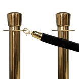 Afzetpaaltjes messing met koord zwart, ovale kop – set van 2 stuks