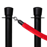 Afzetpaaltjes zwart RVS met rood afzetkoord - ovale kop - set 2 stuks