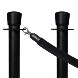 Afzetpaaltjes zwart (RVS) met koord zwart, ovale kop – set van 2 stuks