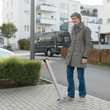 Klappaal aluminium met pedaal en gasveer 70x50x950mm, gelijksluitend met slot/sleutels