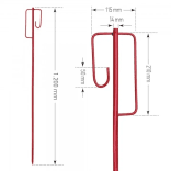 Paaltjes voor lint, gaas of ketting - 1200xØ14mm rood gelakt staal