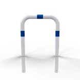 Arceau de protection blanche/bleue Ø76mm en acier avec ancrage au sol