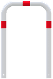 Rammschutzbügel Ø76 mm 750 x 1150 mm mit Bodenanker weiß/rot
