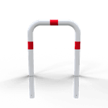 Rammschutzbügel Ø76 mm 750 x 1150 mm mit Bodenanker weiß/rot
