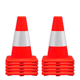 Afzetpion oranje 30 cm flexibel PVC met wit reflecterende band - set 10 stuks