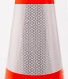 Afzetpion oranje 30 cm flexibel PVC met wit reflecterende band