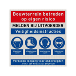 Bouwplaatsbord met PBM pictogrammen - reflecterend