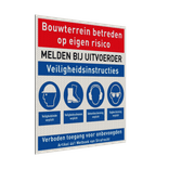 Bouwplaatsbord met PBM pictogrammen - reflecterend