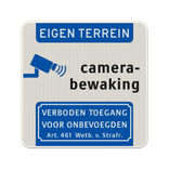 Verkeersbord Camerabewaking, Eigen terrein, Art. 461 - reflecterend