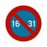 Panneau G2000 - E7 - Stationnement interdit du 16 à la fin du mois