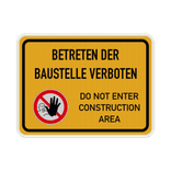 Schild Baustelle betreten verboten mit Piktogram - reflektierend