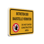 Schild Baustelle betreten verboten mit Piktogram - reflektierend