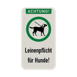 Schild Achtung, Leinenpflicht für Hunde - reflektierend