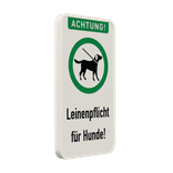 Schild Achtung, Leinenpflicht für Hunde - reflektierend