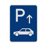 Verkehrsschild Parkplatz mit Pfeil nach Wunsch - reflektierend
