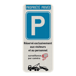 Panneau de stationnement réservé aux visiteurs + règlement sur l'enlèvement par remorquage