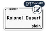 Personaliseerbaar Belgisch straatnaambord wit 400x200