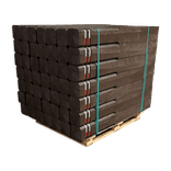 Pallet kunststof diamantkoppalen bruin (houtlook) met reflectiebandjes rood/wit (49 stuks)