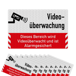 Aufkleber Dieser Bereich wird Videoüberwacht - set 10 stück