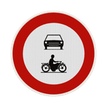 Panneau G2000 - C5 - C7 - Accès interdit aux conducteurs de véhicules à moteur à plus de deux roues et motocyclettes