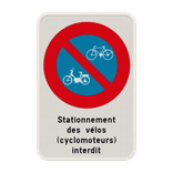 Panneau Interdiction de Stationner – Vélos & Cyclomoteurs – Texte Personnalisé