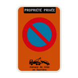 Interdiction de stationner - propriété privée E1 + règle de remorquage