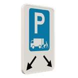 Panneau de stationnement - Chargement et déchargement + indication de la flèche