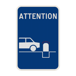 Panneau combiné - Attention poteau galvanisé