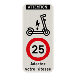 Panneau combiné - Trottinette - Limitation de vitesse