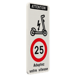 Panneau combiné - Trottinette - Limitation de vitesse