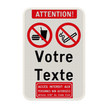 Panneau combiné avec 2 pictogrammes - Texte personnalisé