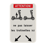 Panneau combiné avec 2 pictogrammes - Texte personnalisé - Flèches