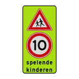 Verkeersbord Spelende kinderen RVV J21 + A1-10 reflecterend