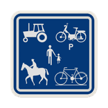 Panneau G2000 - F99c - Chemin réservé aux véhicules agricoles, aux piétons, cyclistes et cavaliers